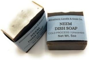 Allnations Soap Co - Handmade Solid Dish Soap Bar - Free of Dyes and Fragrance - 5oz - Unscented - Vegan (Neem)