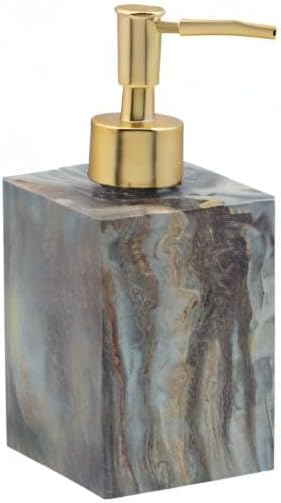 Elle Décor Square Soap Dispenser | Dimensions: 2.64" x 2.6" x 6.85" | Home Décor | Refillable Dispenser | Modern Agate Design | Bathroom | Kitchen