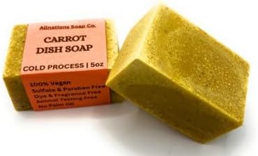 Allnations Soap Co - Handmade Solid Dish Soap Bar - Free of Dyes and Fragrance - 5oz - Unscented - Vegan (Carrot)