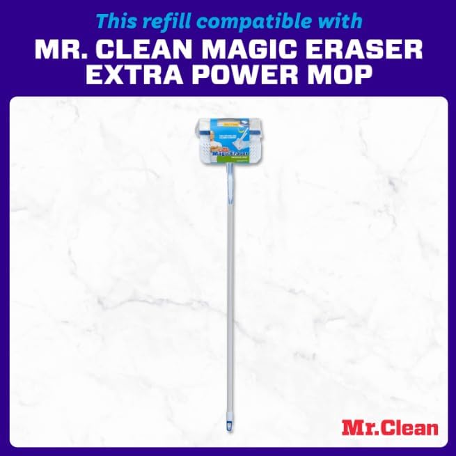 Mr. Clean Magic Eraser Extra Power Floor Mop Foam Refill Head with Water-Activated Micro-Scrubbers, White/Blue