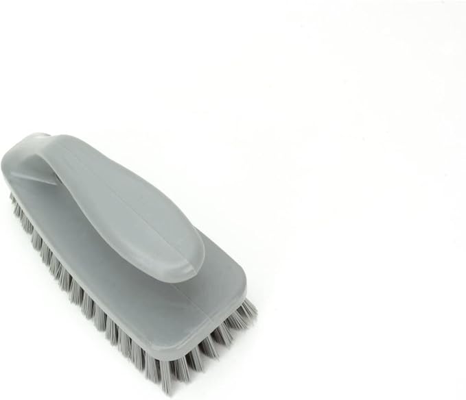 SPARTA Scrub Brush with Iron Shaped Handle and Stiff Bristles, Heavy Duty Scrubber Brush for Kitchen, Bathroom, Shower, Tile, Sink, Carpet and Bakepans, Polypropylene, 6 Inches, Gray