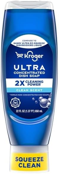 Ultra Concentrated Liquid Dish Soap, Clean Scent, Powerful Grease Cutting Formula, Gentle on Hands, 22 Oz Dishwashing Liquid