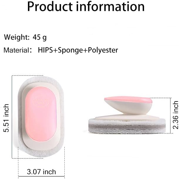 No-Scratch Scouring Pad Brush Whit Comfortable Handle,Cleaning Brush for Kitchen Bathroom Bathtub Toilet Swiming Pool,Dish Brush,No-Scratch Sponge Cleaning Scrubber (Pink)