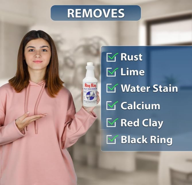Ring King Toilet Ring Remover, 32 oz, with flip-top applicator – Heavy-duty for rust, hard water, and mineral stains in toilets. Restores severely stained bowls with powerful cleaning capabilities.