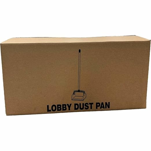 Genuine Joe Lobby Scope Dust Pan, 11.5" Wide Opening with 30" Aluminum Handle, Black/Silver, Pack of 6