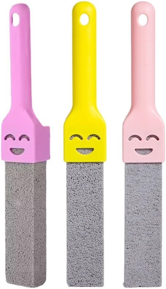 Natural Pumice Toilet Cleaning Brush With Ergonomic Handle For Removing Yellow Stains Rust Scale On Toilets Sinks Bathtubs Tiles Chemical-Free Multi-Use Bathroom for SURFACE Cleaner (Purple)