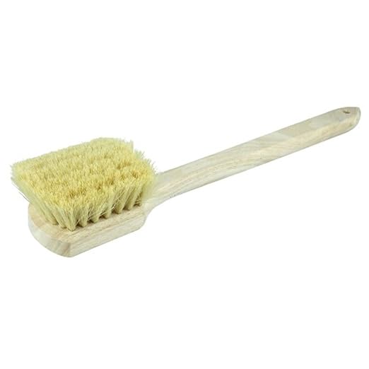 Weiler 44017 20" Utility Scrub Brush, White Tampico Fill, Long Handle, Wood Block