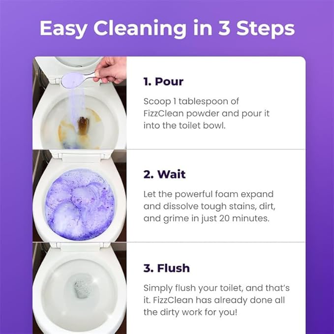 Fizzclean Toilet Cleaning Foam, 2026 New Upgrade Toilet Bowl Cleaner, Fast-Foaming Formula for a Fresh, With Minimal Effort, Touch Free Foaming Cleaning Powder (3)