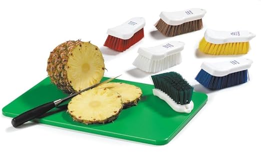SPARTA Plastic Cutting Board Scrub Brush with Hanging Hole for Washing Cutting Boards, 6 Inches, Red, (Pack of 6)