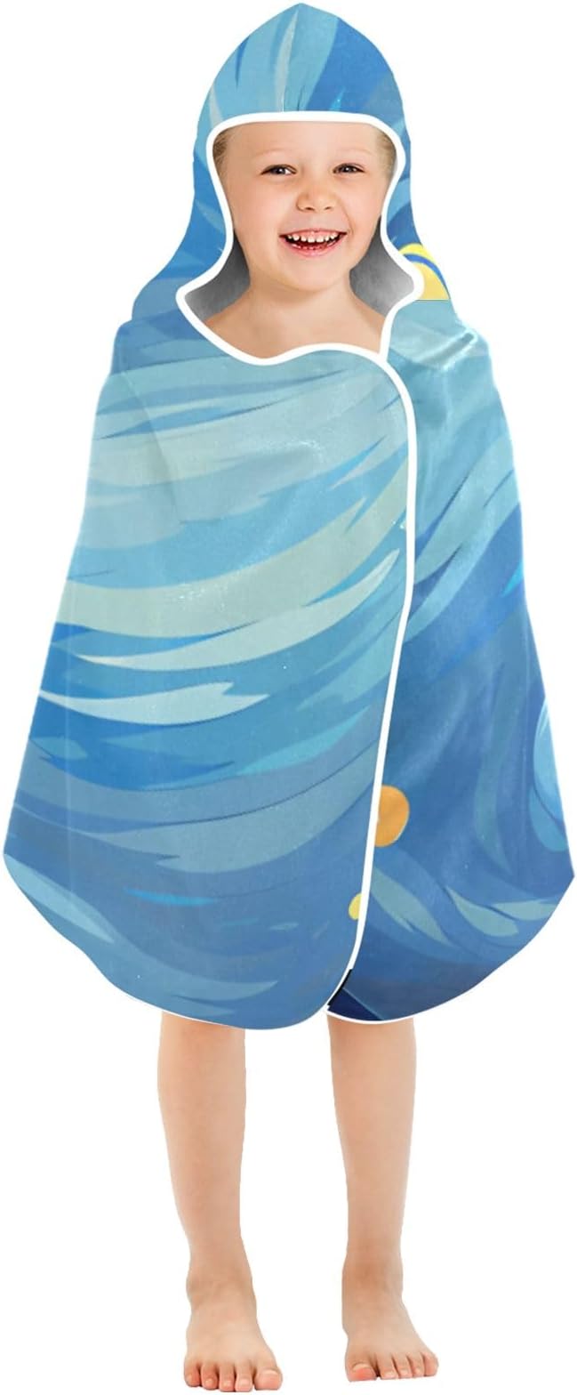 Hooded Towel for Kids Beautiful Starry Sky Beach Wrap Bath Towels 50x23.5in