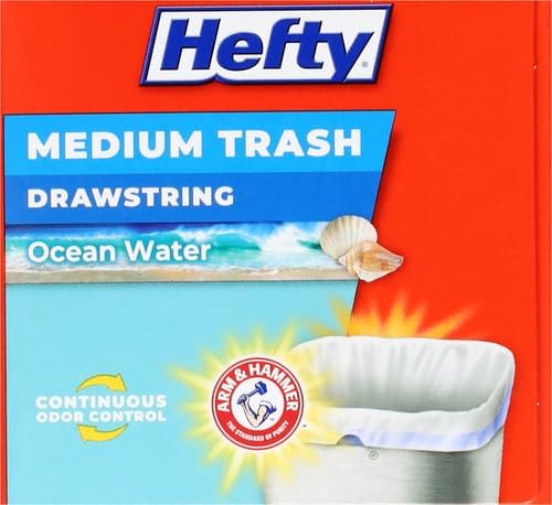 Hefty Medium Trash Bags,Ocean Water Scent,8 Gallon,26 Count (Pack of 12)