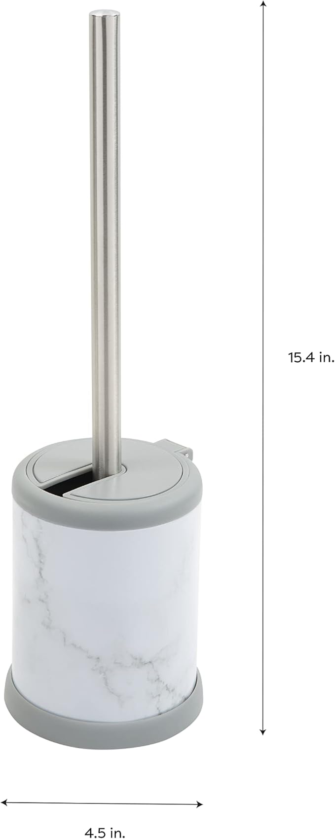 Bath Bliss Toilet Brush and Holder | Self Closing Lid | 360 Degree Brush Head | Bathroom Cleaning | Compact Size | Storage and Organization | Marble