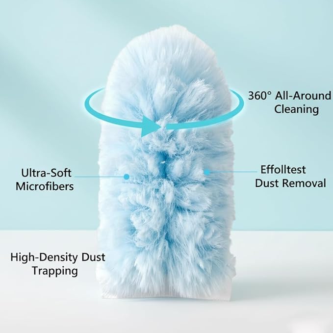 40 Pack Duster Refills Kit Disposable for Swiffer Duster Handle,360° Deep Cleaner Heavy Duty Replacement with 1 Handle,for Home, Blinds, Car, Pet, Furniture, Fans(Blue)