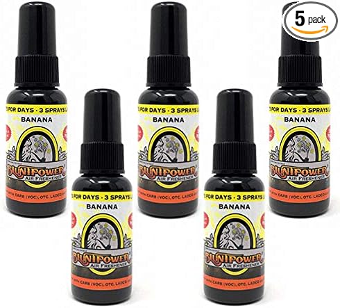 BluntPower (Banana, 5 Pack) Concentrated Air Freshener - Premium Oil Based Air Freshener Spray For Home and Car - Long-Lasting Bathroom Spray, Car Freshener, & Odor Eliminator Spray