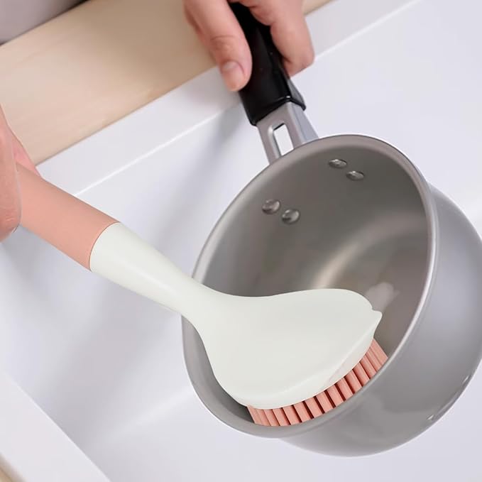 Luxshiny Dish Brush with Long Handle: Pot Scrubber Kitchen Scrub Brush Ergonomic Dish Washing Scrubber for Dishes and Pots Non-Scratch Cleaning