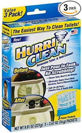 Hurriclean - HC-MO48 Deluxe 3-Pack New and Improved Automatic Toilet Tank Cleaner No Scrubbing (Pkg of Four)