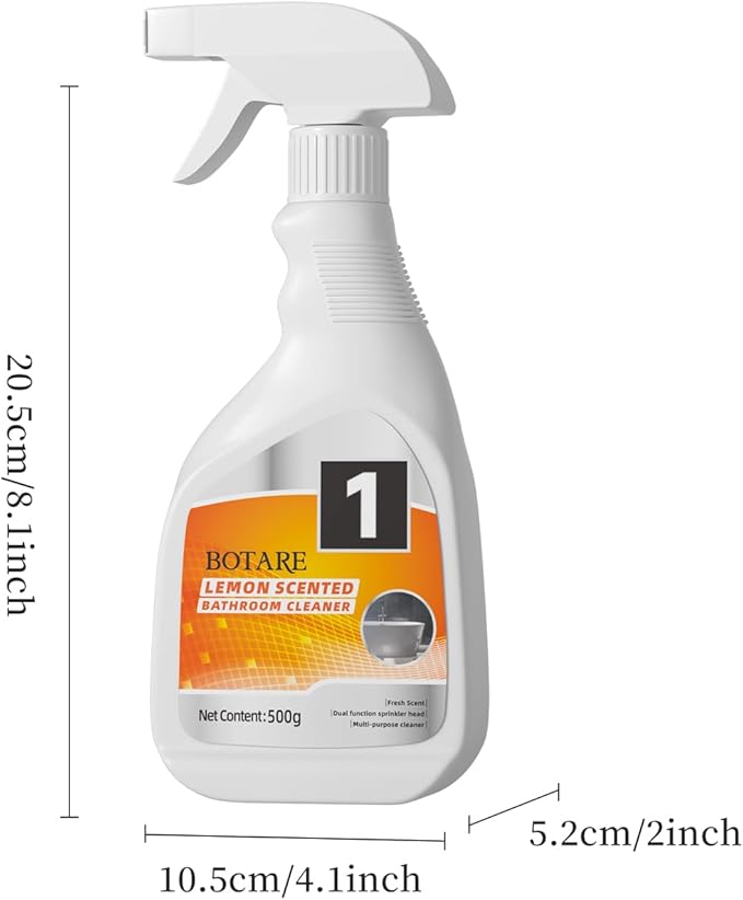 Lemon Bathroom & Shower Cleaner, Effective Daily Maintenance, Dual Foam & Spray Nozzle, All-Purpose for Tub, Faucet, Toilet, Tile, Sink, Glass & Wall(17.64 fl oz 1 Bottle)
