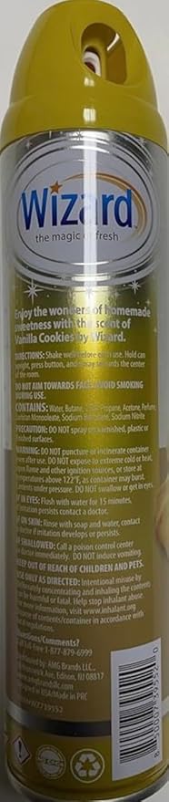 Wizard The Magic of Fresh | Odor Neutralizer & Air Freshener - 10 Oz. Vanilla cookie (Pack of 6) (Packaging May Vary)