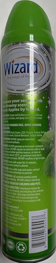 Wizard The Magic of Fresh | Odor Neutralizer & Air Freshener - 10 Oz. Fresh Apple (Pack of 6) (Packaging May Vary)