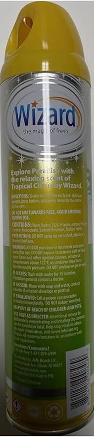 Wizard The Magic of Fresh | Odor Neutralizer & Air Freshener - 10 Oz. Tropical Citrus (Pack of 6) (Packaging May Vary)