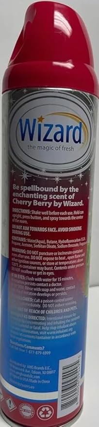 Wizard The Magic of Fresh | Odor Neutralizer & Air Freshener - 10 Oz. Cherry berry (Pack of 6) (Packaging May Vary)