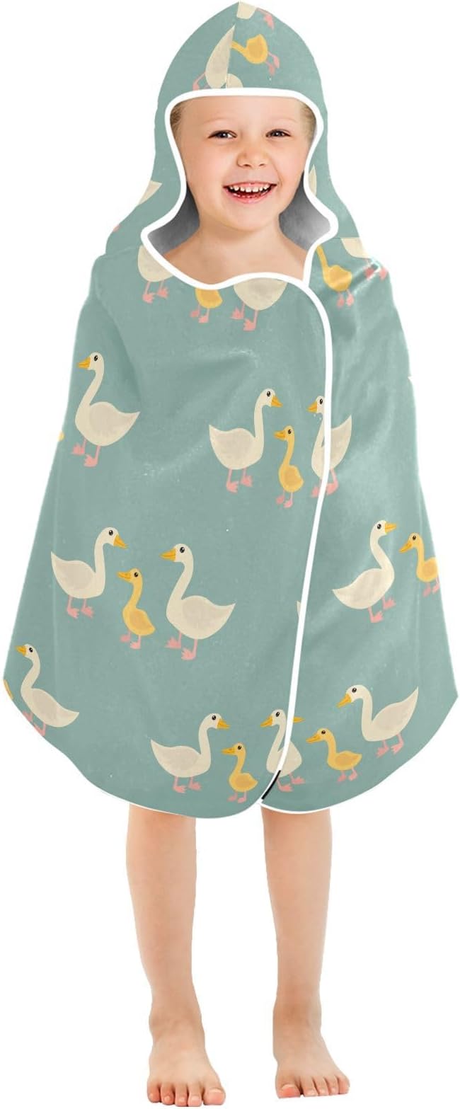 susiyo Kids Hooded Bath Towel Cute Goose Beach Towel for Kids 23.5 x 50 Inch Microfiber Soft Absorbent Quick Dry Bath Swim Pool Towel Wrap Poncho Bathrobe with Hood for Kids Toddler
