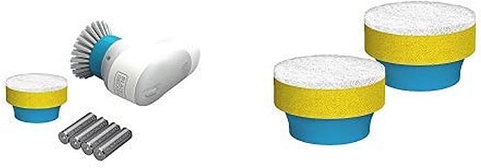 BLACK+DECKER Grimebuster Power Scrubber Brush with Replacement Pad/Sponge, Multi-Purpose (BHPC130 & BHPC101A)