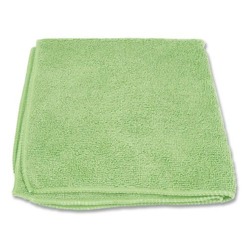 Boardwalk Microfiber Cleaning Cloths, 12-Pack, Green, 12" Square, Superior Absorption, Washable, Lint & Streak Free, Used Wet Or Dry