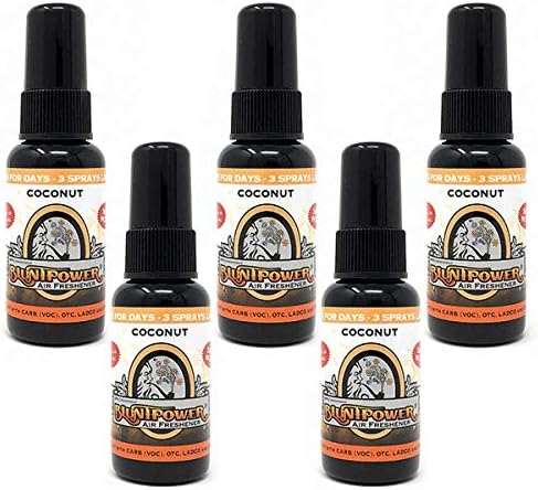 BluntPower (Coconut Vanilla, 5 Pack) Concentrated Air Freshener - Premium Oil Based Air Freshener Spray For Home and Car - Long-Lasting Bathroom Spray, Car Freshener, & Odor Eliminator Spray