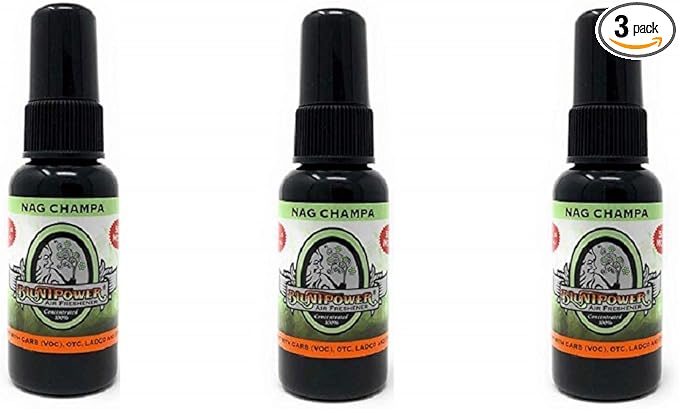 BluntPower (Nag Champa, 3 Pack) Concentrated Air Freshener - Premium Oil Based Air Freshener Spray For Home and Car - Long-Lasting Bathroom Spray, Car Freshener, & Odor Eliminator Spray