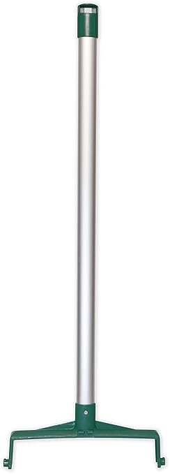 SPARTA Upright Dustpan with Aluminum Handle, Serrated Edge for Broom Combing, Secure Yoke Lock with Easy Storage Hanging Hole for Commercial Cleaning, Plastic, 30 Inches, Green