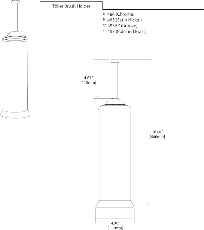 Gatco 1485 Toilet Brush and Canister, Satin Nickel