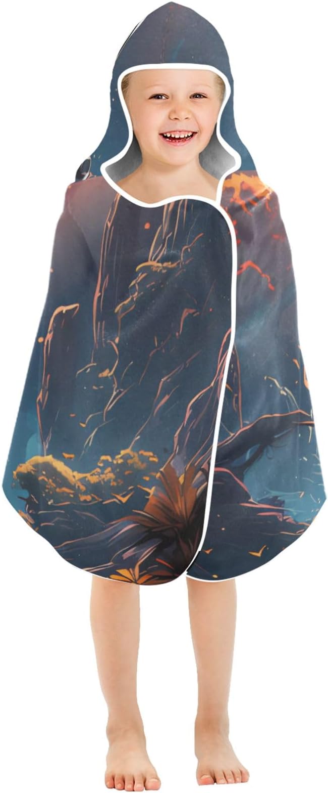 Hooded Towel for Kids Travelling Man in The River Staring The Sun Beach Wrap Bath Towels 50x23.5in