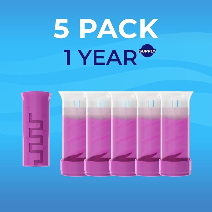 Toilet Gel Stamp, 5 Pack (Total 40 Stamps, Up to 1-Year Supply) Toilet Bowl Freshener, Long Lasting Toilet Cleaners Gel for Bathroom Odor Control (Lavender)