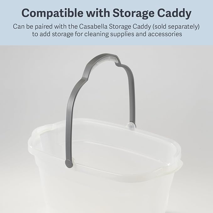Casabella Cleaning Bucket Rectangular for Mopping or Storage with Handle and Built-In Pour Spouts, 4-Gallon, Clear