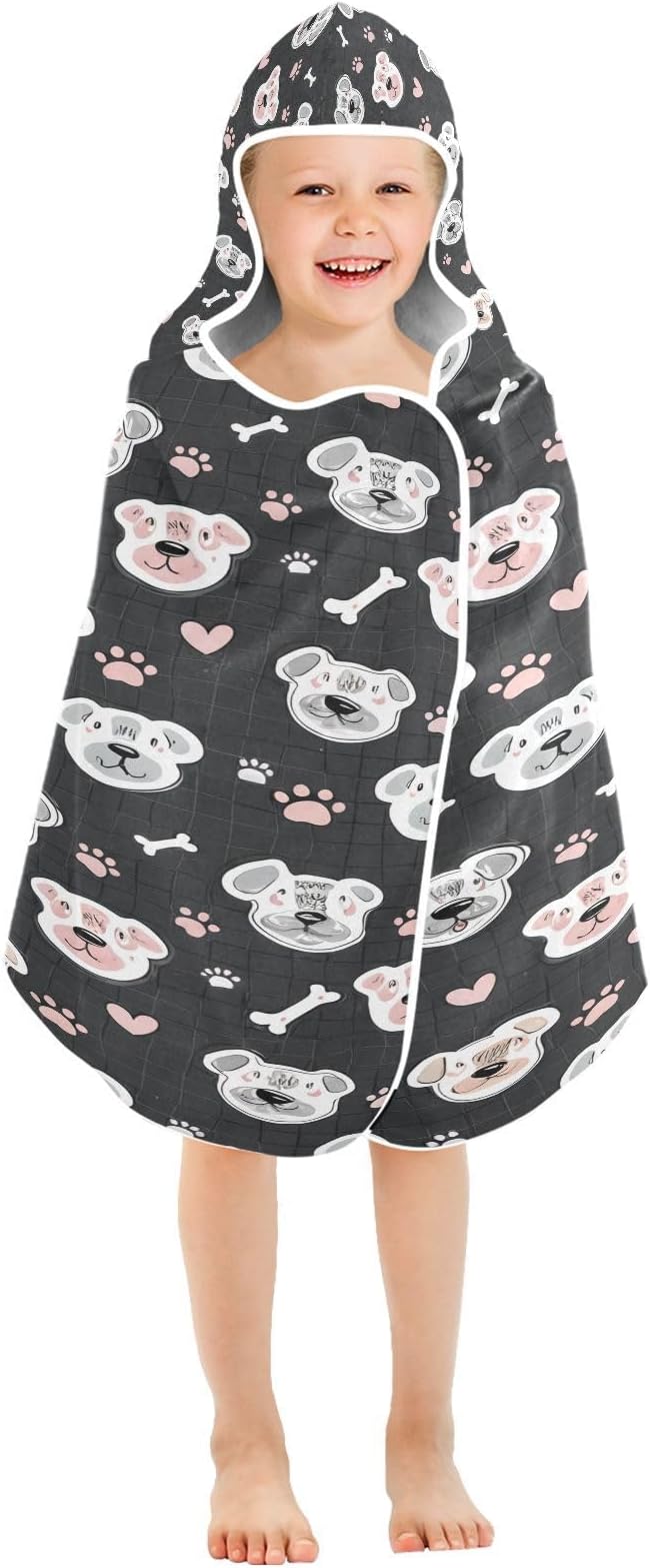 CEBUGI Cute Dog Hooded Bath Towel for Kids Absorbent Soft Bath Towel Wrap with Hood 50x23.5in Pool Beach Shower Towel for Boys Girls