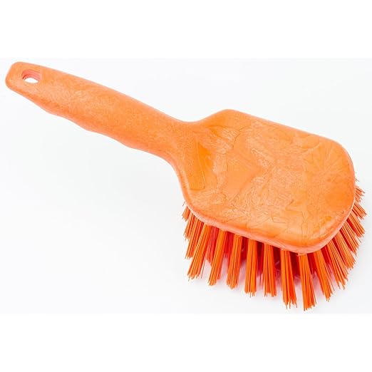 SPARTA 40541EC24 Plastic Scrub Brush, Utility Brush, Kitchen Brush With Hanging Hole For Cleaning, 8 Inches, Orange - (Pack of 1)