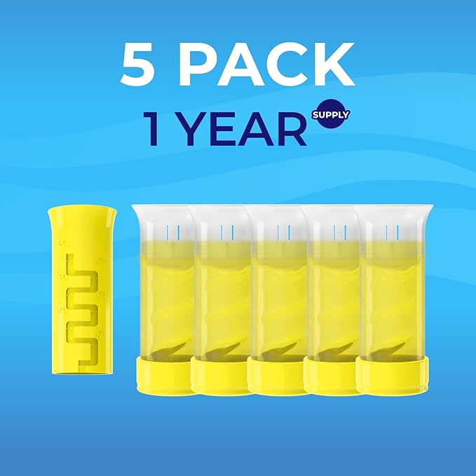 Toilet Gel Stamp, 5 Pack (Total 40 Stamps, Up to 1-Year Supply) Toilet Bowl Freshener, Long Lasting Toilet Cleaners Gel for Bathroom Odor Control (Lemon)