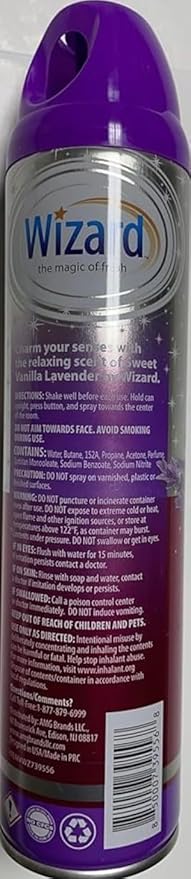 Wizard The Magic of Fresh | Odor Neutralizer & Air Freshener - 10 Oz. Sweet vanilla lavender (Pack of 6) (Packaging May Vary)