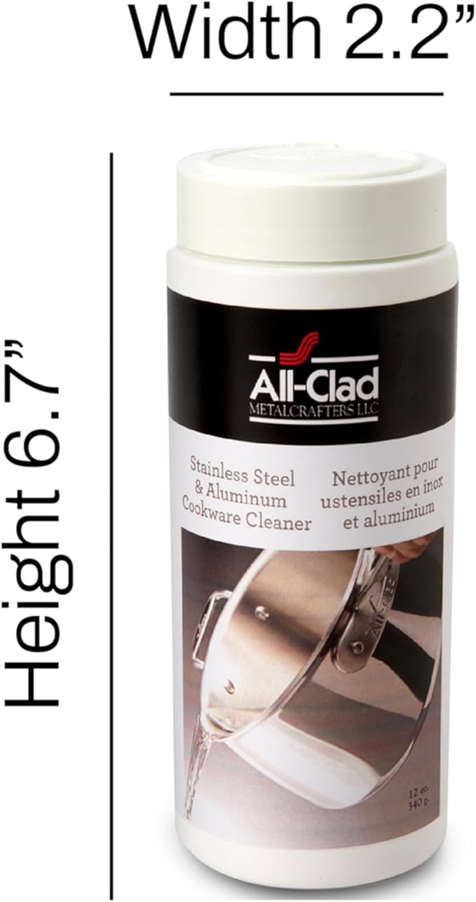 All-Clad Specialty Powder Stainless Steel Cleaner and Polish 12 Ounce Pots and Pans, Cookware White