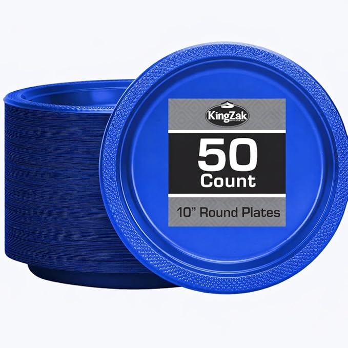 Blue Plastic Plates - 10" | Pack of 50