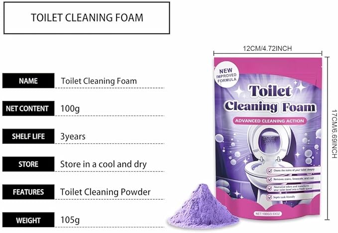 2026 New Upgrade Fizz Clean Toilet Cleaner, Fizz Toilet Cleaning Foam, Fizz Cleaning Powder, Fizz Clean Foam Cleaner, Touch Free Foaming Foaming Powder – Bathroom Toilet Cleaning Powder (bagged3pcs)