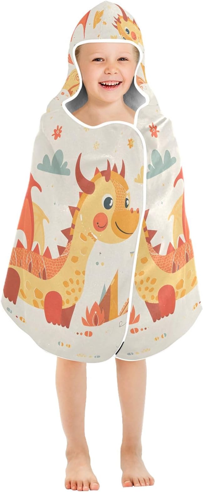 Hooded Towel for Kids Graphic with A Dragon Beach Wrap Bath Towels 50x23.5in