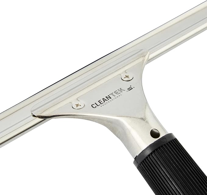 Restaurantware-Clean Tek Professional 11.81 Inch Window Squeegee, 1 Cleaning Squeegee with Rubber Blade - No-Slip Handle, Clean Mirror Or Car Windshield, Stainless Steel Wiper for Glass Door