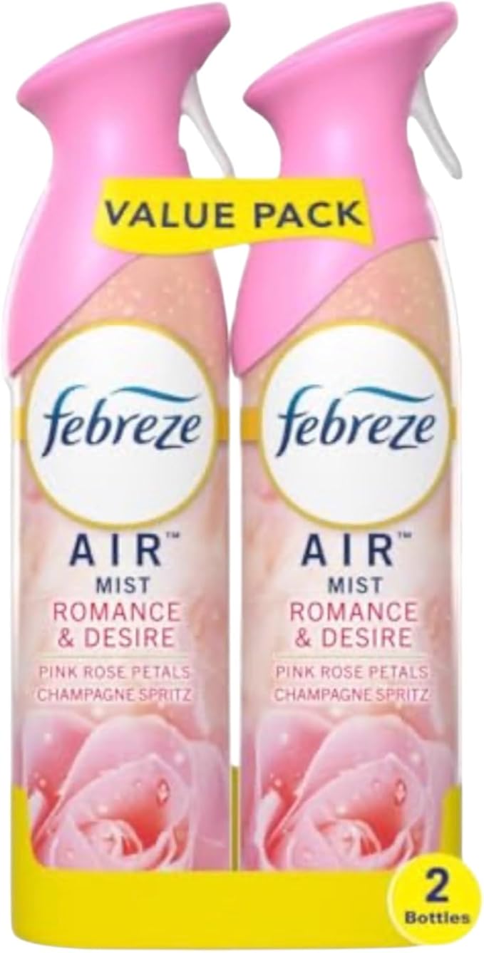 FE.BRE.ZE. AIR FRESHENER. Mist Romance & desire Pink Rose Petals Champagne Spritz Scent 2 Bottles (Pack 2)