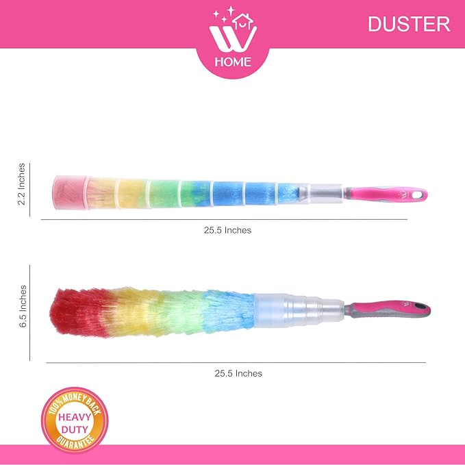 WBM Duster, Long Electrostatic Feather Clean Like a Magnet, Hand Washable and Reusable with Microfiber