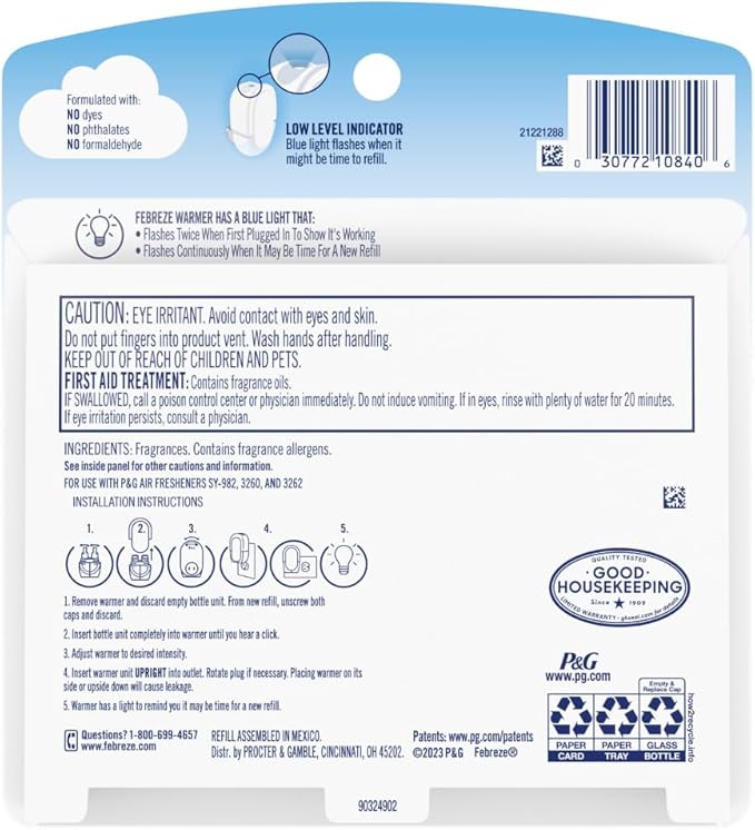 Febreze Plug In Air Freshener, Odor-Fighting Scented Oil Refill, Japanese Cherry Blossom, 2 Refill