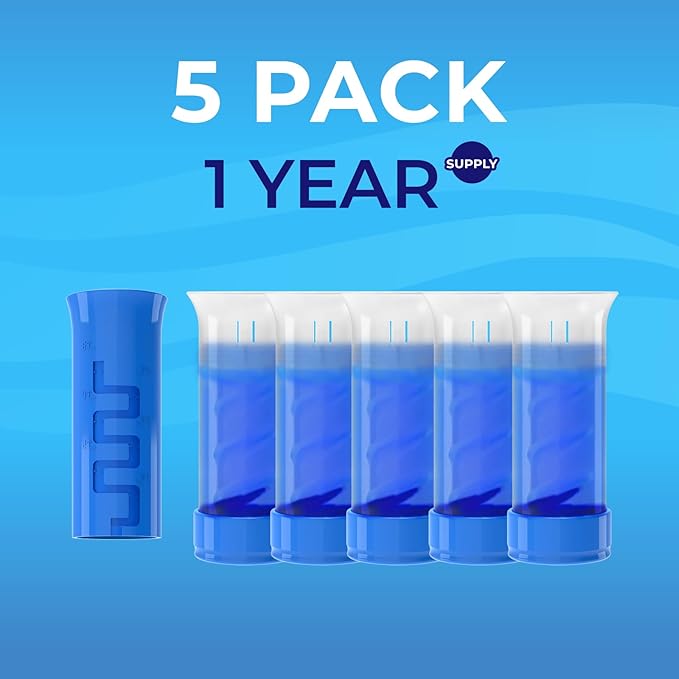 Toilet Gel Stamp, 5 Pack (Total 40 Stamps, Up to 1-Year Supply) Toilet Bowl Freshener, Long Lasting Toilet Cleaners Gel for Bathroom Odor Control (Ocean)