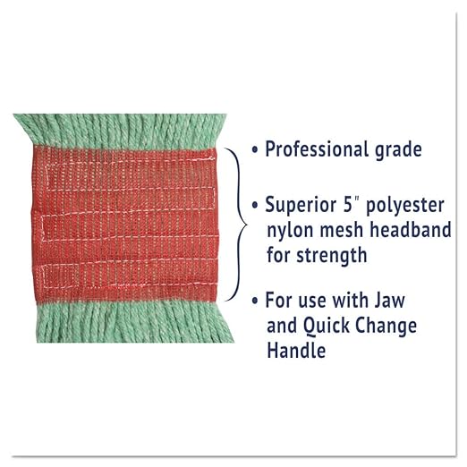 Boardwalk 503GNEA Super Loop Wet Mop Head, Cotton/Synthetic, Large Size, Green