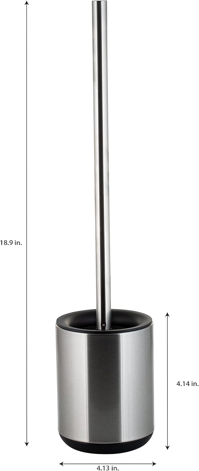 Bath Bliss Toilet Brush and Holder | Bathroom Cleaning | Durable Brush Head | Fingerprint Proof | Open Holder | Long Handled | Sliver | Stainless Steel